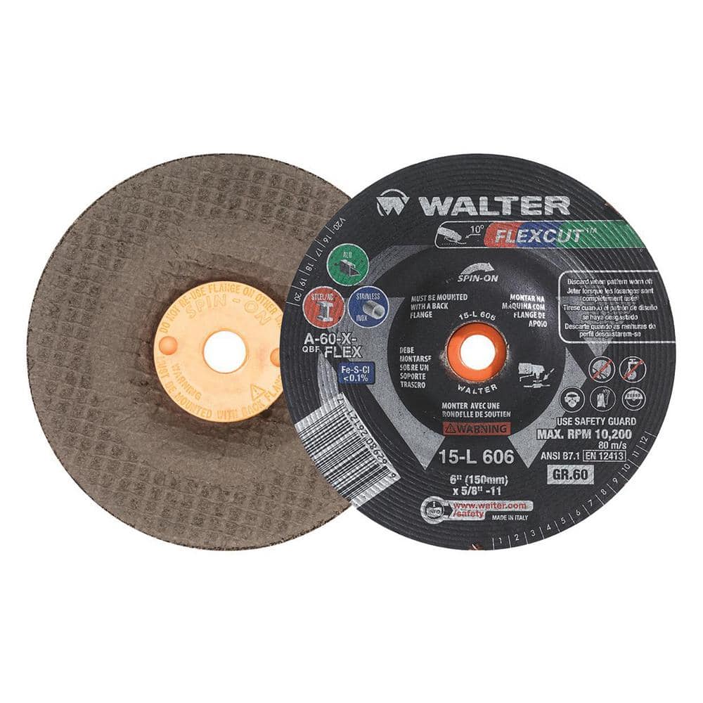 WALTER SURFACE TECHNOLOGIES Flexcut 6 in. x 5/8-11 in. Arbor GR60, Blending on Curved or Uneven Surfaces (25-Pack)