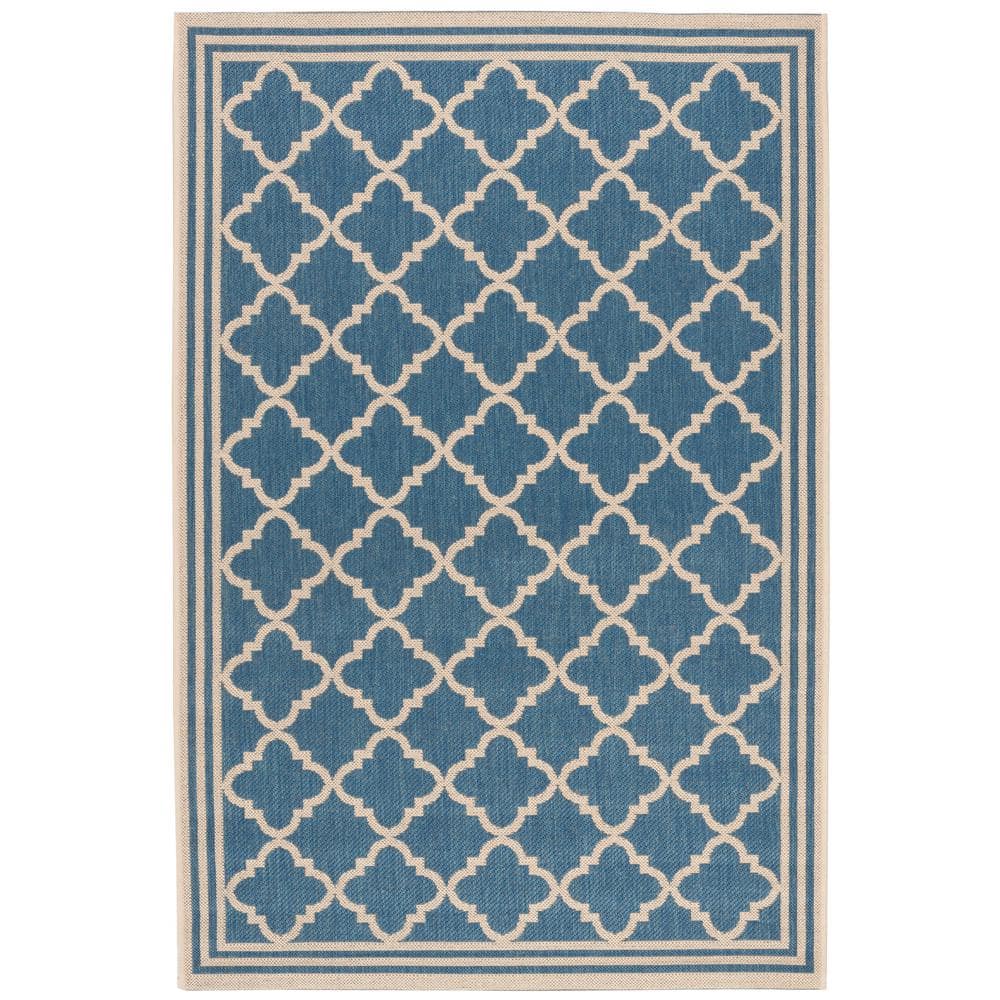 SAFAVIEH Beach House Blue/Cream 4 ft. x 6 ft. Trellis Indoor/Outdoor