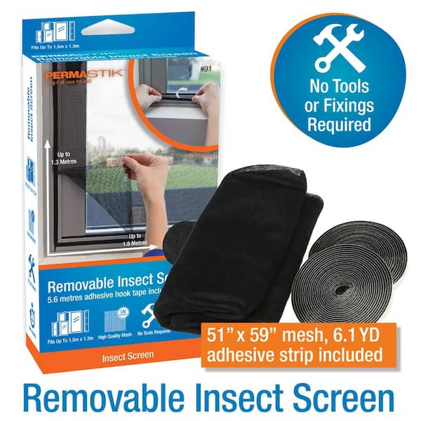 51.2 in. x 59.1 in. Black UV Resistant Fiberglass Mesh Removable Insect Screen