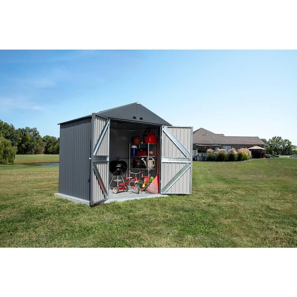 Elite 8 ft. W x 6 ft. D Anthracite Gray Premium Vented Corrosion Resistant Steel Storage Shed