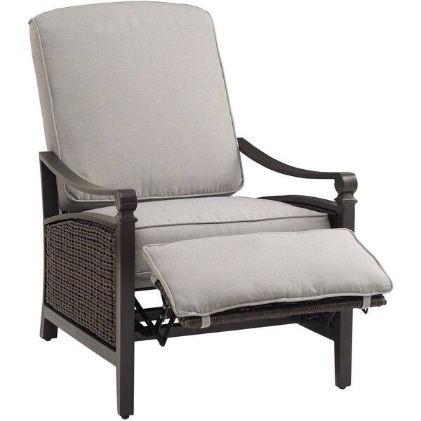 LA-Z-BOY Carson Chestnut and Espresso All-Weather Wicker Outdoor Reclining Patio Lounge Chair with Pewter Cushions