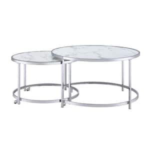 Rayne White Faux Marble Top Nesting Cocktail Tables