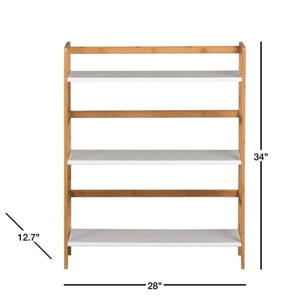 White Bamboo Frame Stackable 3-Tier Bookshelf