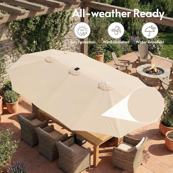12 foot round patio umbrella LAUSAINT HOME 12 FT Updated Outdoor Cantilever Umbrella, Offset Cantilever  Umbrella with 360° Rotation Design Garden, Pool, Backyard main image 1