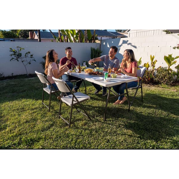 HDX 6 ft. White Resin Top Rectangular Fold in Half Utility Table