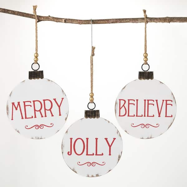 Sullivans 12 In. Jolly Text Ornament - Set Of 3, Multicolored Christmas 