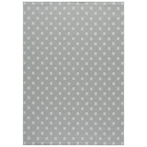 SAFAVIEH Terrace Gray/Ivory 4 ft. x 6 ft. Spotted Solid Indoor/Outdoor Area Rug