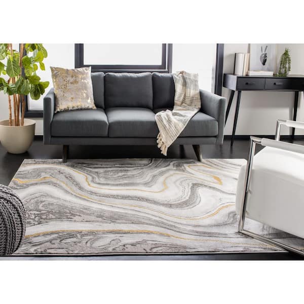 Floral Gray/Grey/Gold Indoor-Outdoor Area Rug – Modern Rugs and Decor