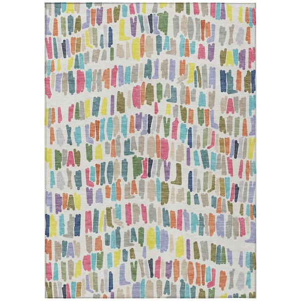 Chantille Machine Washable Indoor/Outdoor Abstract ACN2377 Ivory 9 ft. x 12 ft. Area Rug