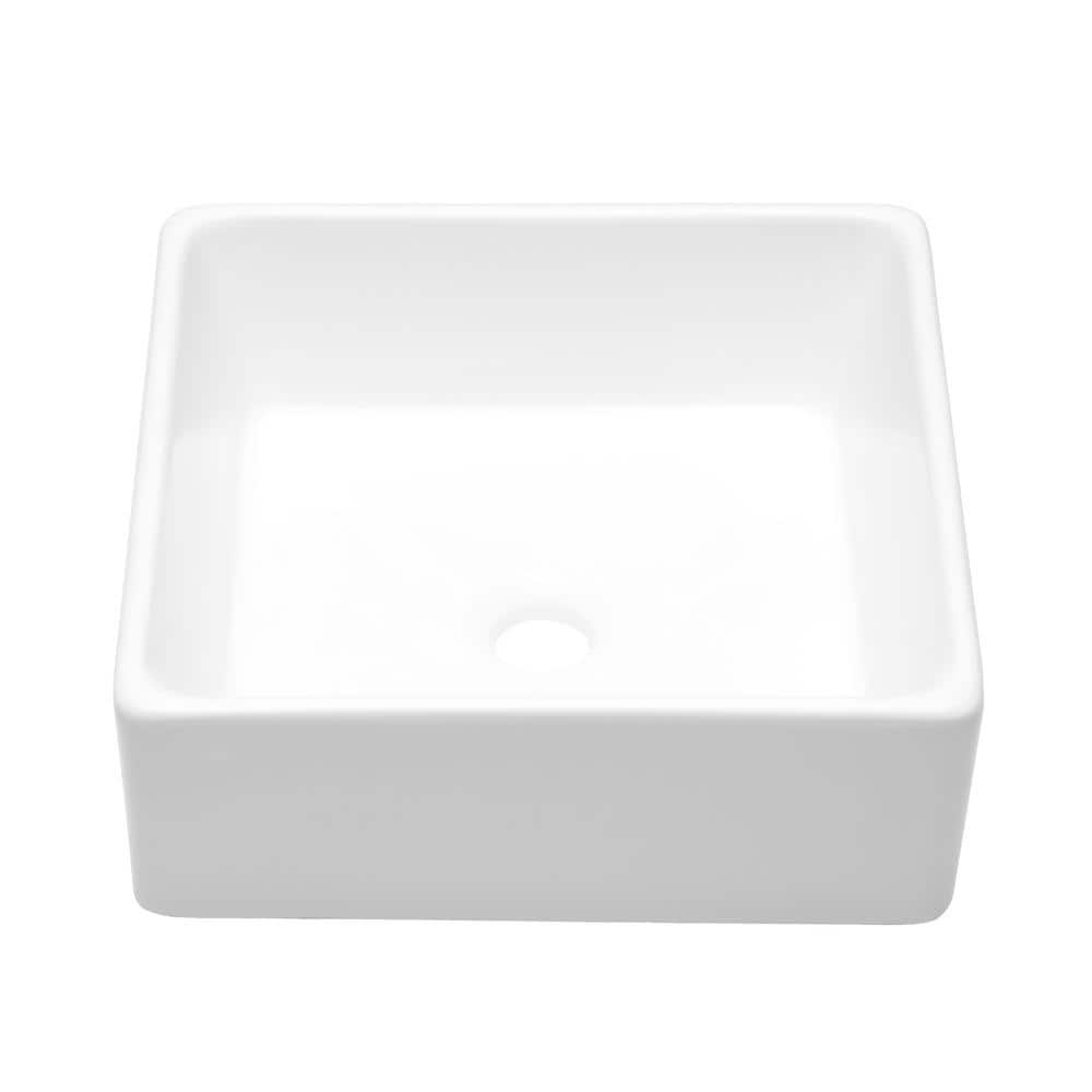 15'' x 15'' White Gloss Ceramic Square Vessel Sink