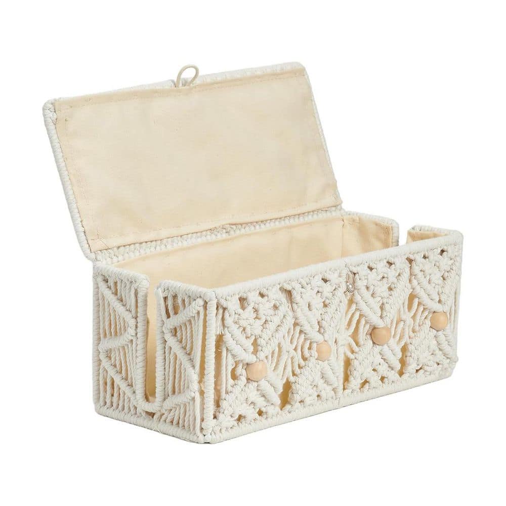 Macrame Medium Cable Management Box Cord Organizer Power Strip Wire Hider Cover Off White 1 Piece price history on PriceWatchPro