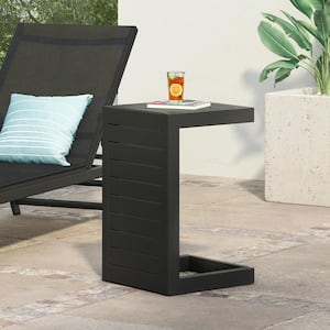 Cape Coral Matte Black Square Metal Outdoor Side Table