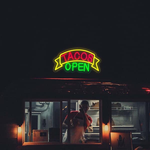 Afoxsos Taco Neon Sign LED Light Wall Decor Flexible Acrylic Panel