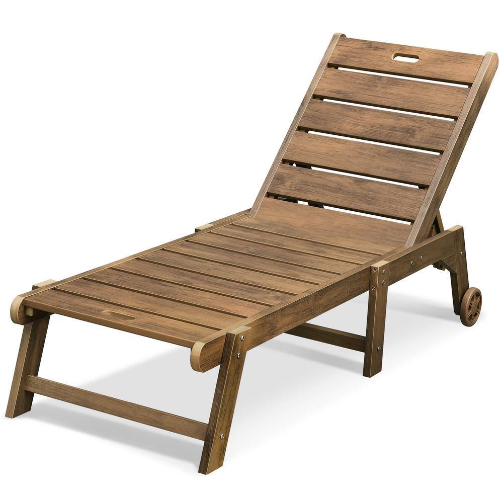 DEXTRUS Brown Weatherproof Plastic Outdoor Chaise Lounge Patio Pool