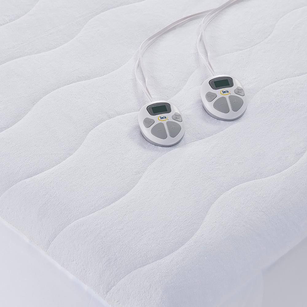 Twin White Plush Heated Mattress Pad