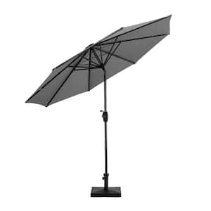 Kingston 9 ft. Market Outdoor Umbrella in Gray with 50 lbs. Concrete Base