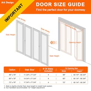 48 in. x 77.7 in. 3-Lite Tempered Frosted Glass Solid Core MDF White Primed Bi-Fold Door with Hardware Kit