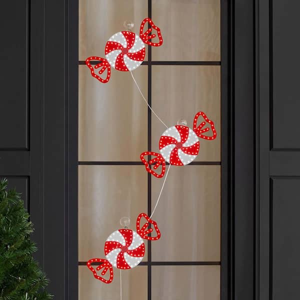 12 in Twinkling LED Peppermint Candies - 3 Pack L1