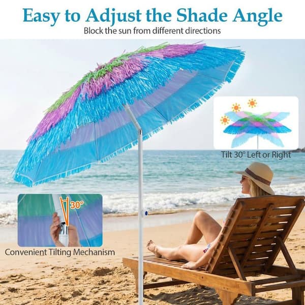 Clihome 6 ft. Lightweight Thatched Tiki Patio Umbrella in Colorful