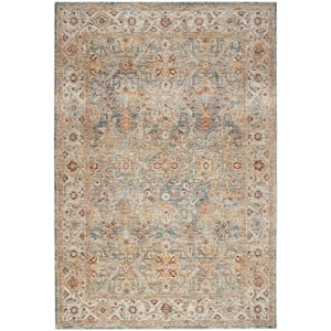 Petra Blue 8 ft. x 10 ft. Persian Vintage Floral Traditional Area Rug