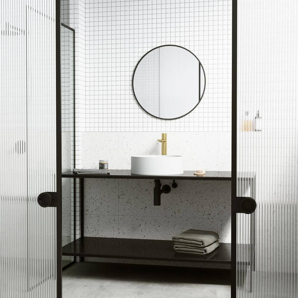 Bryant Modern Matte 15" White Stone Round Vessel Bathroom Sink