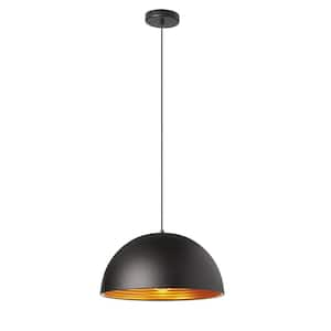 Helsinki 1-Light Matte Black Pendant with Metal Shade