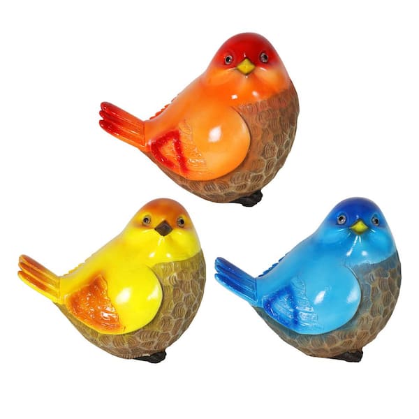 Exhart Hand Painted Garden Bird Set Garden Statue 70330-RS - The Home Depot