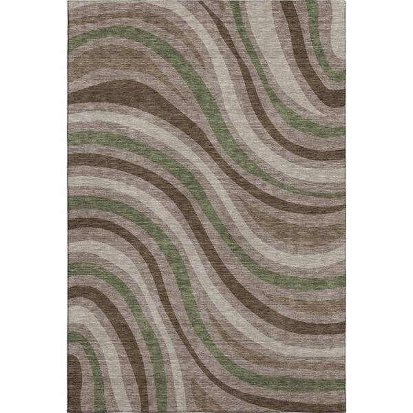 Mayfield Premium Machine Washable Abstract AMF2490 Chocolate 10 ft. x 14 ft. Area Rug