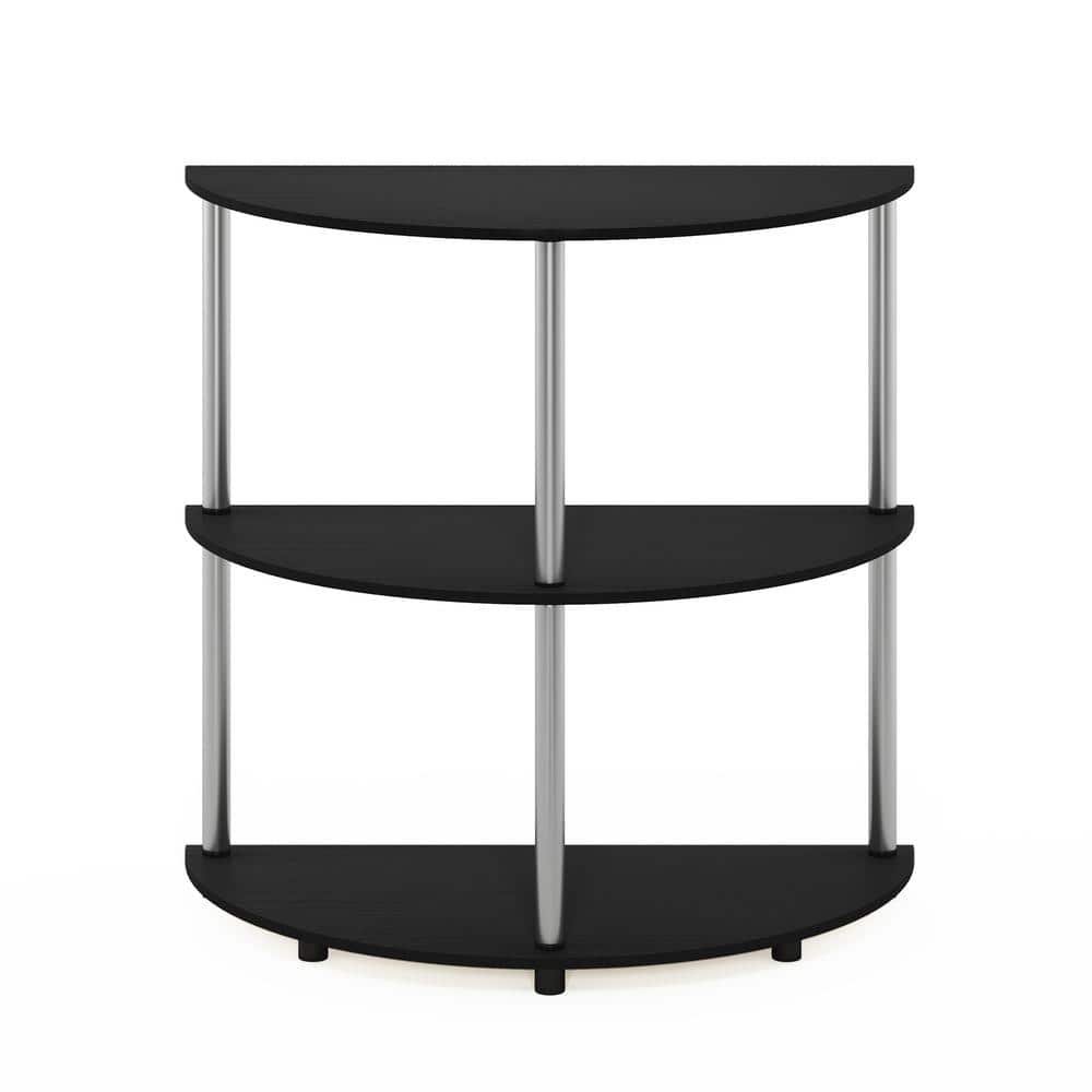 Frans Black Oak and Stainless Steel Half-Circle Console Table with Storage