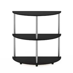 Frans 32 in. Black Oak Standard Half-Circle Console Table with Shelves