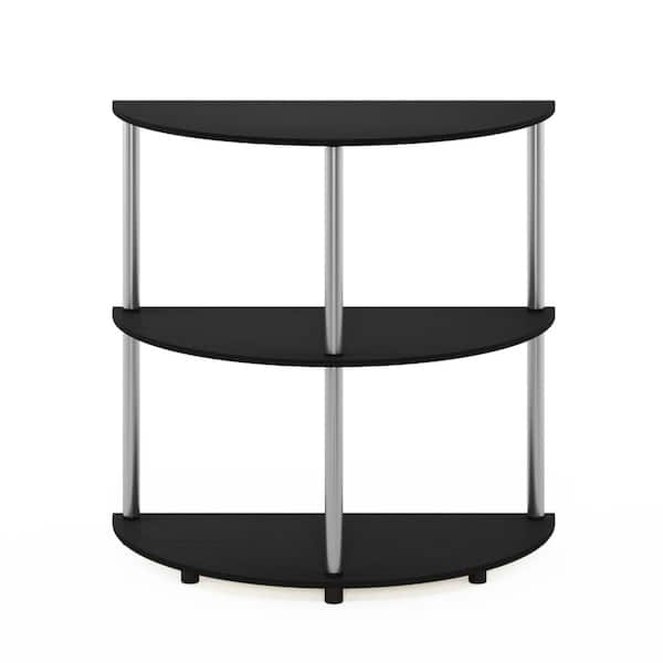 Furinno Frans 32 in. Black Oak Standard Half-Circle Console Table with Shelves