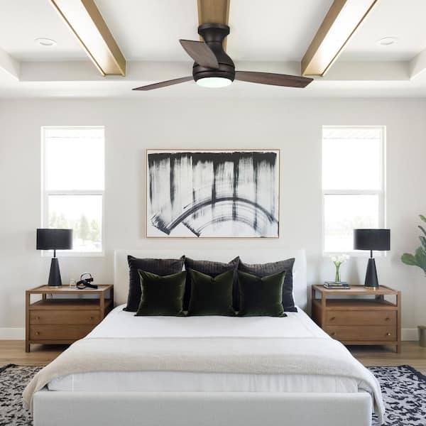 48 in. Color Changing Integrated LED Indoor Bronze Flush Mount Ceiling Fan with Light and Remote
