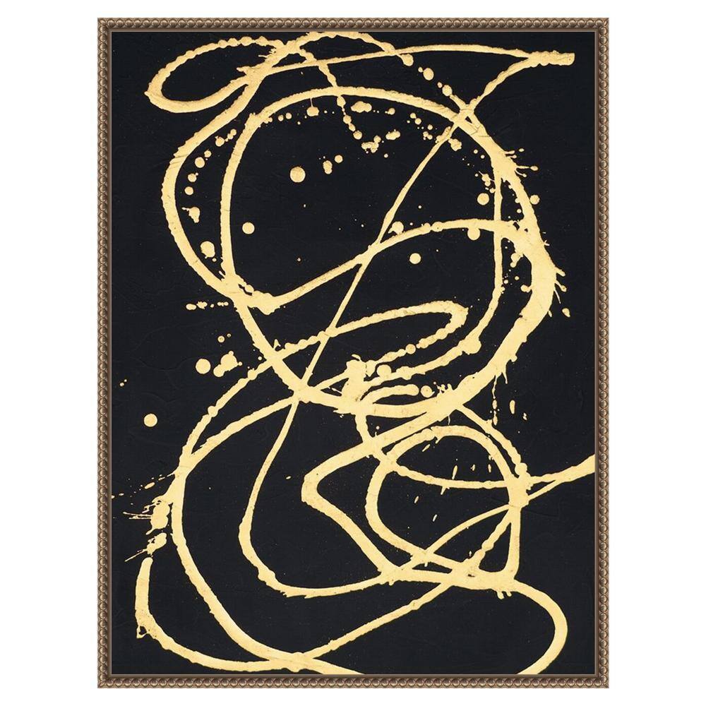 Large Gold and Black Abstract Canvas Framed Wall Art