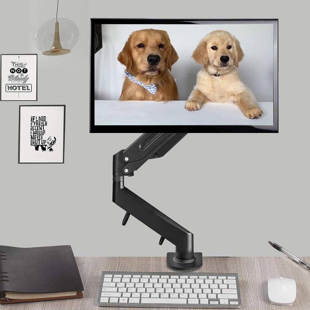 Adjustable Gas Spring Monitor Arm Desk Mount for 17-32 in. Screens up to 22 lbs Full Motion Black - Thumbnail 3