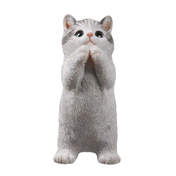 HI-LINE GIFT LTD 7 in. H Cat Kitten Statue Praying-Gray 87699-02