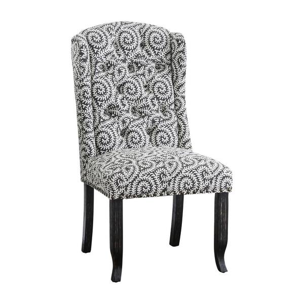 Furniture of America Edwards Gray Upholstered Patterned Accent Chair (Set of 2)