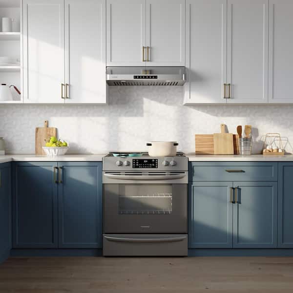 30 in. 600 CFM Ducted Under Cabinet Range Hood in Stainless Steel with Touch Display and Top/Rear venting