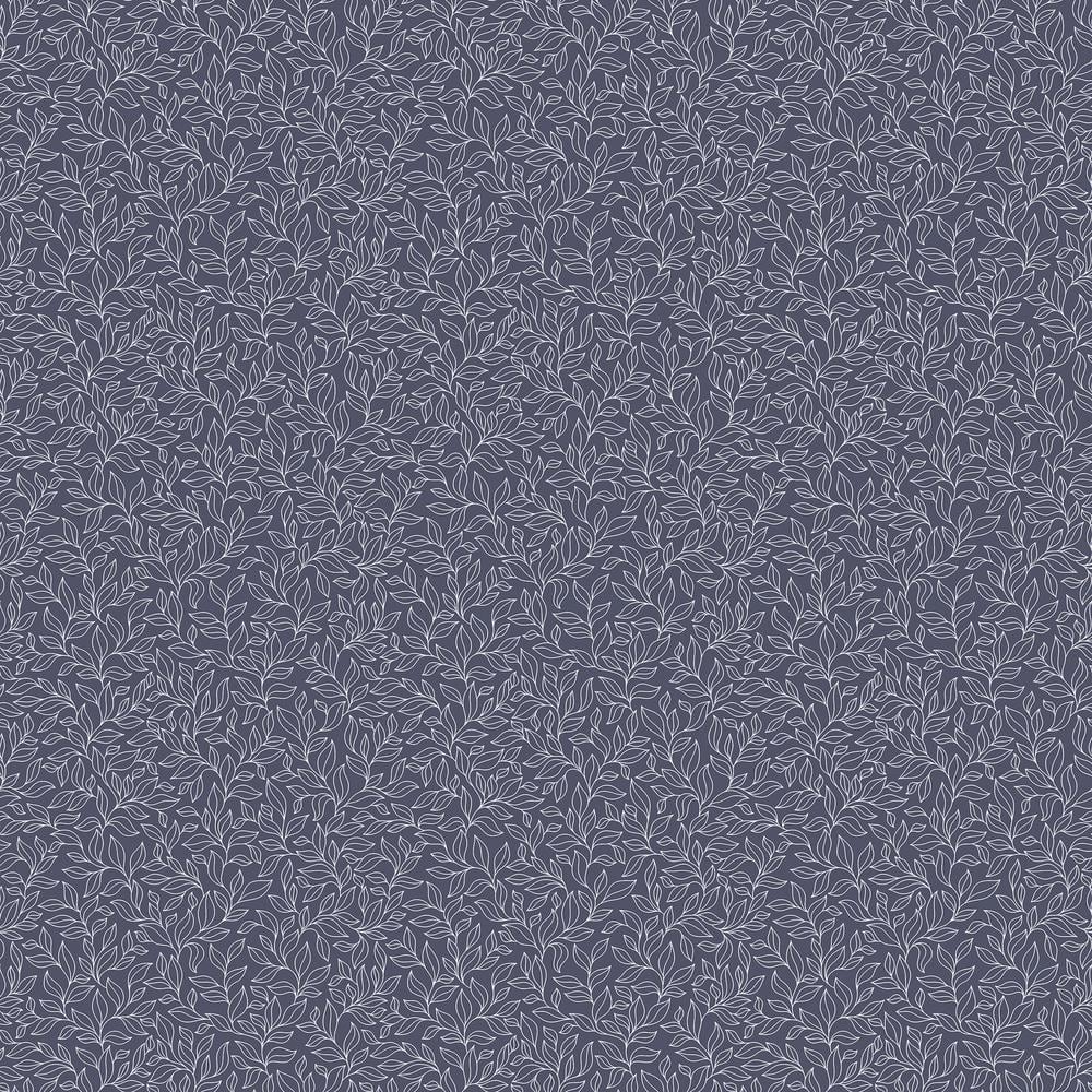Stencil Leaf Navy Matte Finish Non-Woven Paper Non-Pasted Wallpaper Roll