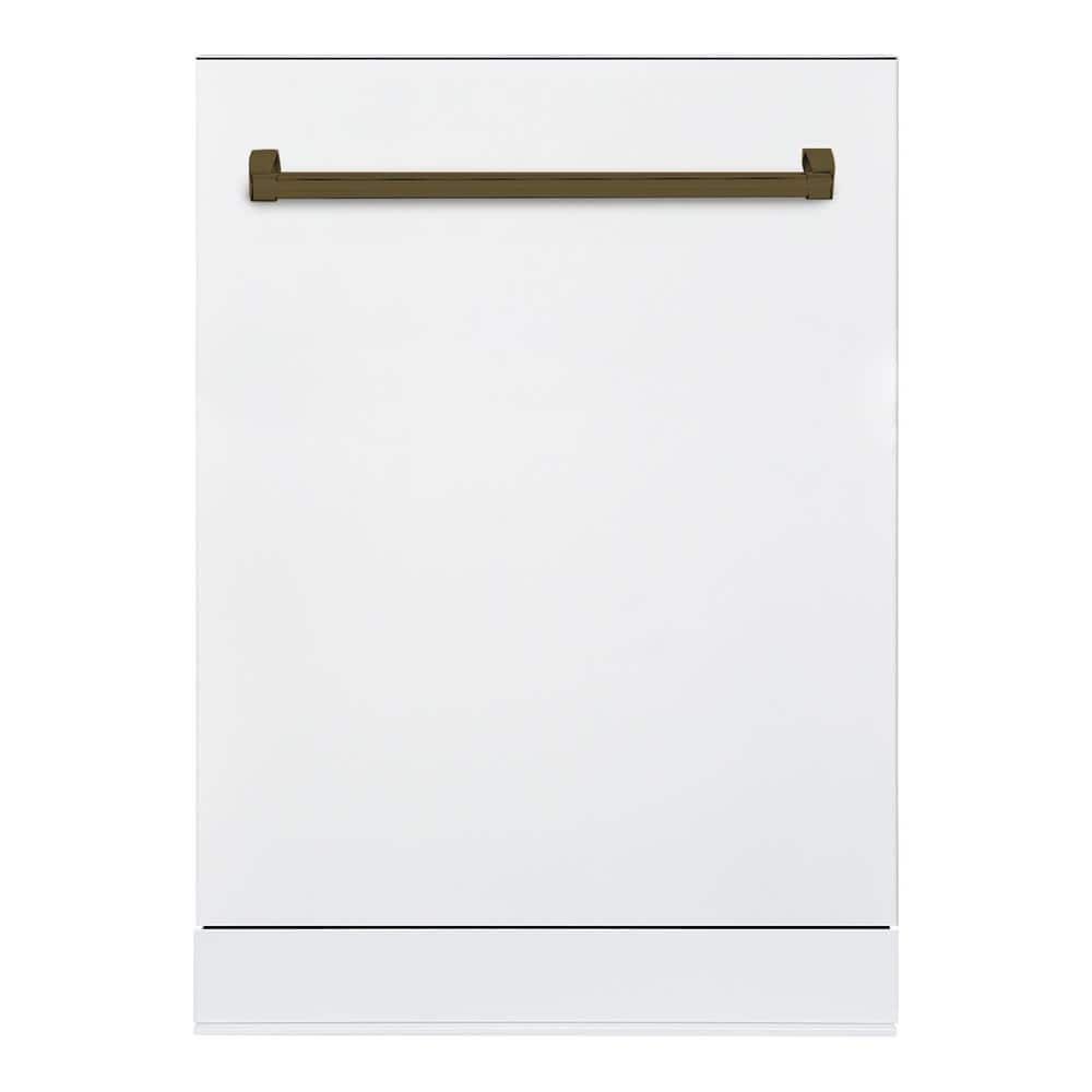 Bold 24 in. Dishwasher with Stainless Steel Metal Spray Arms in color White with Bold Bronze handle