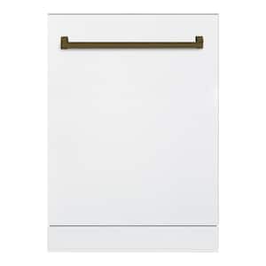 Bold 24 in. Dishwasher with Stainless Steel Metal Spray Arms in color White with Bold Bronze handle