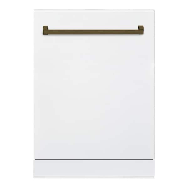 Hallman Bold 24 in. Dishwasher with Stainless Steel Metal Spray Arms in color White with Bold Bronze handle