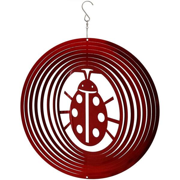 Sunnydaze Decor 12 in. Ladybug Whirligig Outdoor Wind Spinner