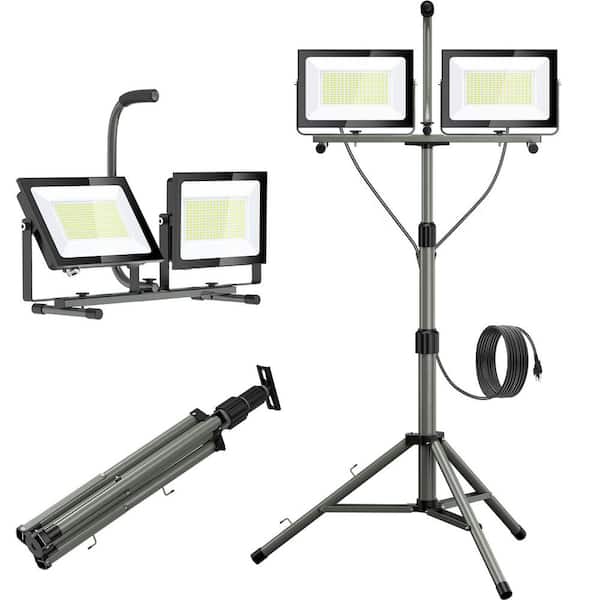 Work Light with Stand 45000 Lumen 2-Head LED Work Light with Adjustable and Foldable Tripod Stand, 6500K