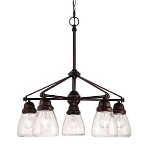 Yellowstone 5-Light Oil Rubbed Bronze Chandelier with Seeded Glass Shades