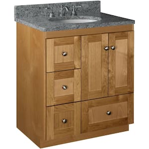 Shaker 30 in. W x 21 in. D x 34.5 in. H Bath Vanity Cabinet without Top in Natural Alder