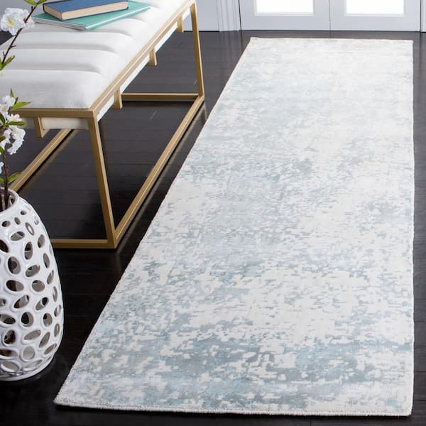 Mirage Aqua 3 ft. x 9 ft. Abstract Runner Rug