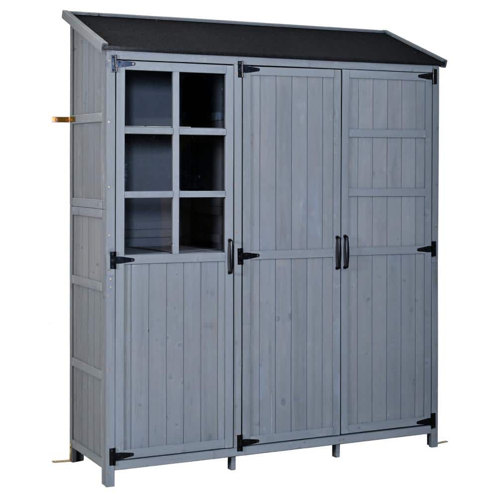 5.05 ft. W x 1.6 ft. D Gray Wood Garden Shed with 3 Doors, Workstation (8.08 sq. ft.) price history on PriceWatchPro