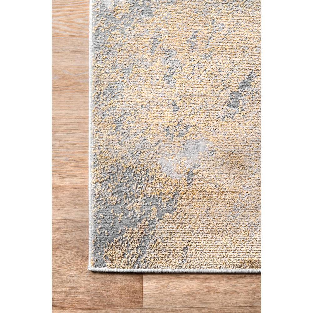 Gold and Beige Abstract Reversible Runner Rug