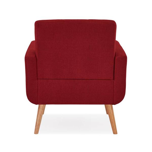 Handy Living Kingston Cherry Red Textured Linen Mid Century Modern Arm Chair 340cb Sln47 255 The Home Depot