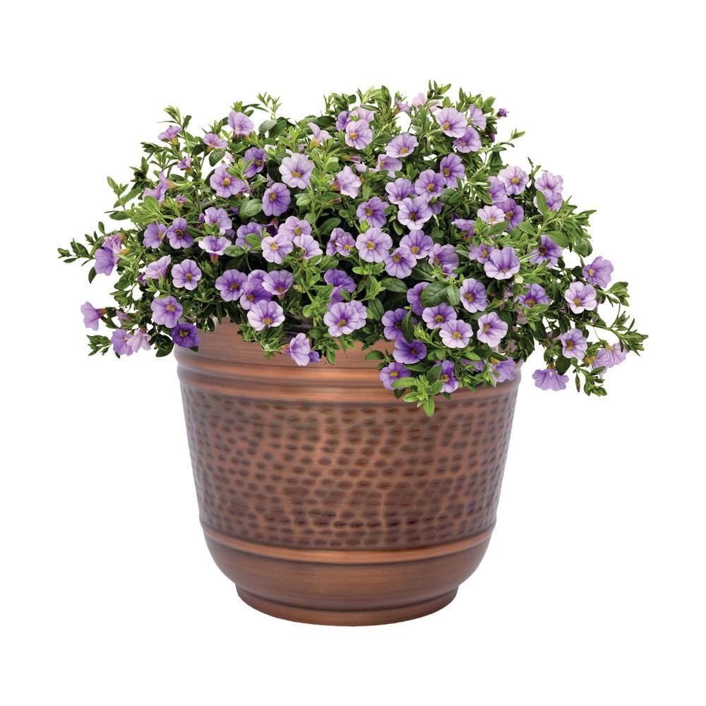 14in Antique Copper Round Metal Planter